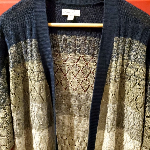 COPY - Blue and cream open front short sleeve cardigan Kim Rogers - Picture 6 of 12